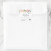 Elegante bloemen Roze & Grijs handgemaakte sierade Vierkante Sticker (Tas)