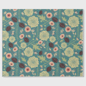 Elegante bloemen roze groen bloemenpatroon cadeaupapier (Vlak)