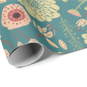 Elegante bloemen roze groen bloemenpatroon cadeaupapier (Rol Hoek)