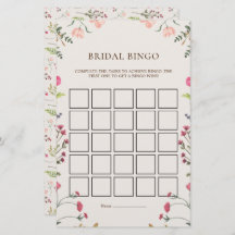 Elegante Bloemen Roze Groen Bruids Bingo Game Kaar