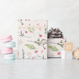 Elegante Bloemen Roze & Groen Vrijgezellenfeest Cadeaupapier