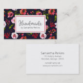 Elegante Bloemen Roze Handgemaakt Visitekaartje (Voorkant / Achterkant)