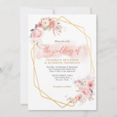 Elegante Bloemen Roze Lijst bruiloft Kaart (Voorkant)