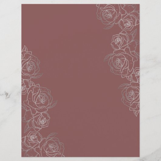 Elegante Bloemen Roze Mauve Diner Menu Sjabloon (Achterkant)