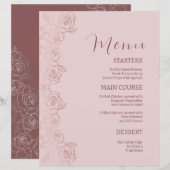 Elegante Bloemen Roze Mauve Diner Menu Sjabloon (Voorkant / Achterkant)