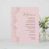 Elegante Bloemen Roze Mauve Diner Menu Sjabloon (Staand voorkant)