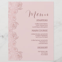 Elegante Bloemen Roze Mauve Diner Menu Sjabloon