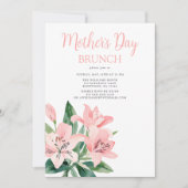Elegante Bloemen Roze Moederdag Brunch Kaart (Voorkant)