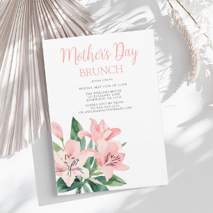 Elegante Bloemen Roze Moederdag Brunch Kaart