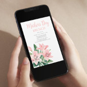 Elegante Bloemen Roze Moederdag Brunch Kaart