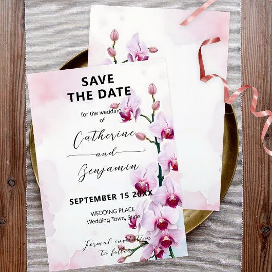 Elegante Bloemen Roze Moth Orchids Wedding Save The Date