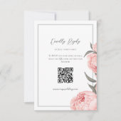 Elegante Bloemen Roze Pioenenbruiloft Reactie Kaar RSVP Kaartje (Voorkant)