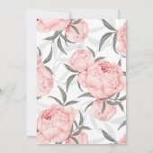 Elegante Bloemen Roze Pioenenbruiloft Uitnodiging (Achterkant)