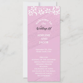 Elegante bloemen Roze & wit Bruiloftsprogramma Kaart