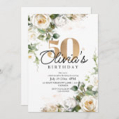 Elegante Bloemen Rozen 50ste Verjaardag Kaart (Voorkant / Achterkant)