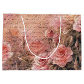 Elegante Bloemen Rozen Antiek Handschrift Groot Cadeauzakje (Achterkant)