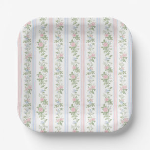 Elegante Bloemen Rozen  Baby shower Papieren Bordje