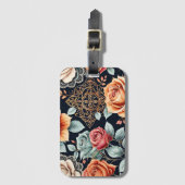 Elegante Bloemen Rozen Bagagelabel met Zacht Ontwe (Voorkant (verticaal))