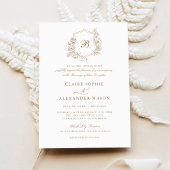 Elegante Bloemen Rozen Crest Bruiloft Monogram Gou Kaart