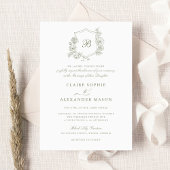 Elegante Bloemen Rozen Crest Bruiloft Monogram Sag Kaart