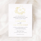 Elegante Bloemen Rozen Krans Bruiloft Monogram Gou Folie Uitnodiging