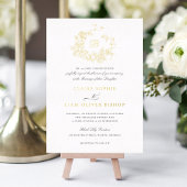 Elegante Bloemen Rozen Krans Bruiloft Monogram Gou Folie Uitnodiging