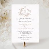 Elegante Bloemen Rozen Krans Bruiloft Monogram Gou Folie Uitnodiging