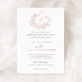 Elegante Bloemen Rozen Krans Bruiloft Monogram Gou Folie Uitnodiging