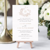 Elegante Bloemen Rozen Krans Bruiloft Monogram Gou Folie Uitnodiging