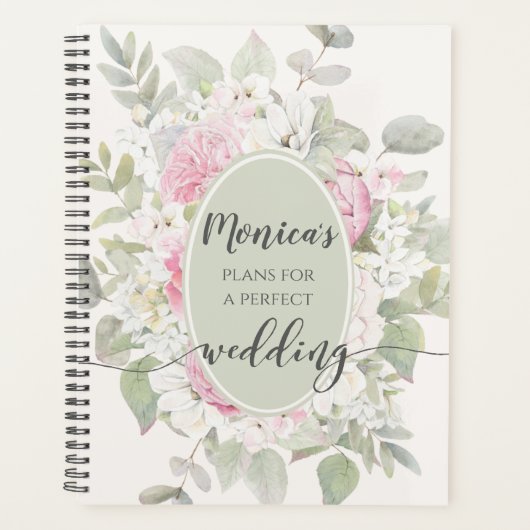 Elegante Bloemen Rozen & pioenen Weddingplanner Planner (Voorkant)