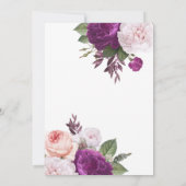 Elegante  Bloemen Rozen & Stoffige Mauve Bruiloft Kaart (Achterkant)