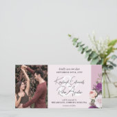 Elegante  Bloemen Rozen & Stoffige Mauve Bruiloft Save The Date (Staand voorkant)