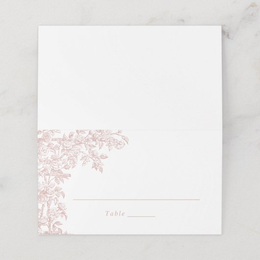 Elegante Bloemen Rozen Trellis Blush Bruiloft Plaatskaartje (Buitenkant ongevouwen)