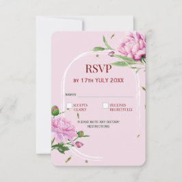 Elegante bloemen RSVP kaart in zacht roze voor tro