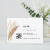 Elegante Bloemen RSVP met QR Code Stoffige Roze Pa (Staand voorkant)