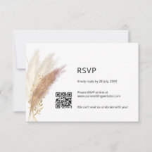 Elegante Bloemen RSVP met QR Code Stoffige Roze Pa