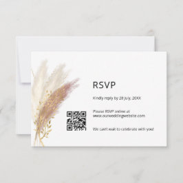 Elegante Bloemen RSVP met QR Code Stoffige Roze Pa