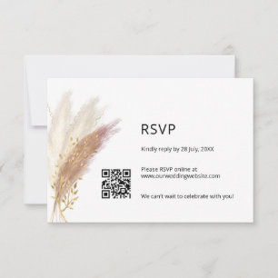 Elegante Bloemen RSVP met QR Code Stoffige Roze Pa