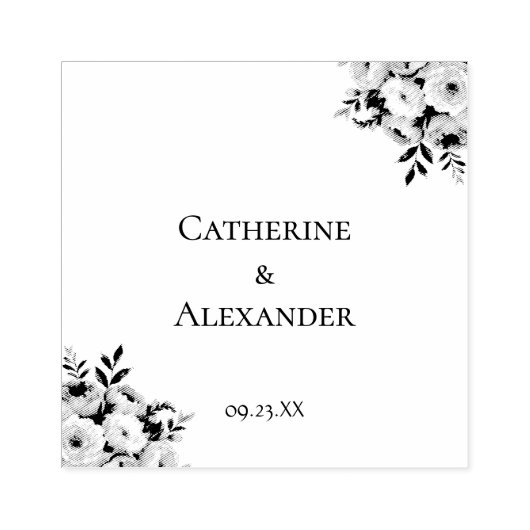 Elegante Bloemen Rustieke Boho Wedding Rubberstempel (Afrduk)