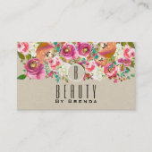 Elegante Bloemen Rustieke Chic Kraft Glam Custom Visitekaartje (Voorkant)