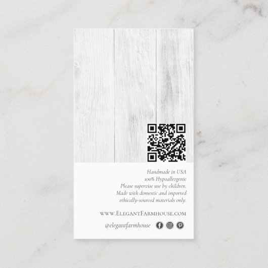 Elegante Bloemen Rustieke Houten Oorbel Sieraden D Visitekaartje (Achterkant)