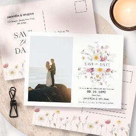Elegante bloemen save the date ansichtkaart aankondigingskaart