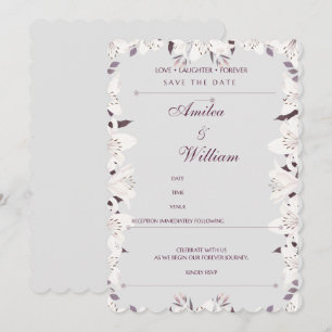 Elegante bloemen save-the-date trouwuitnodiging – kaart