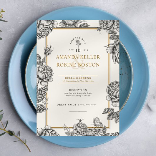 Elegante Bloemen Save the Date Wedding Kaart