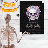 Elegante Bloemen & Schedel Gotische Halloween Verj Bedankkaart