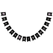 Elegante Bloemen & Schedel Halloween Verjaardagsfe Vlaggetjes (Alle)