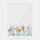 Elegante Bloemen Script Afstudeerfeest Welkom Acryl Bord (Voorkant)