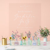 Elegante Bloemen Script Afstudeerfeest Welkom Acryl Bord (Huwelijk)