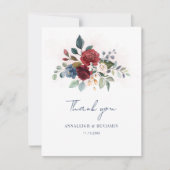 Elegante Bloemen Script bruiloft Dank u (Voorkant)