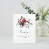 Elegante Bloemen Script bruiloft Dank u (Staand voorkant)